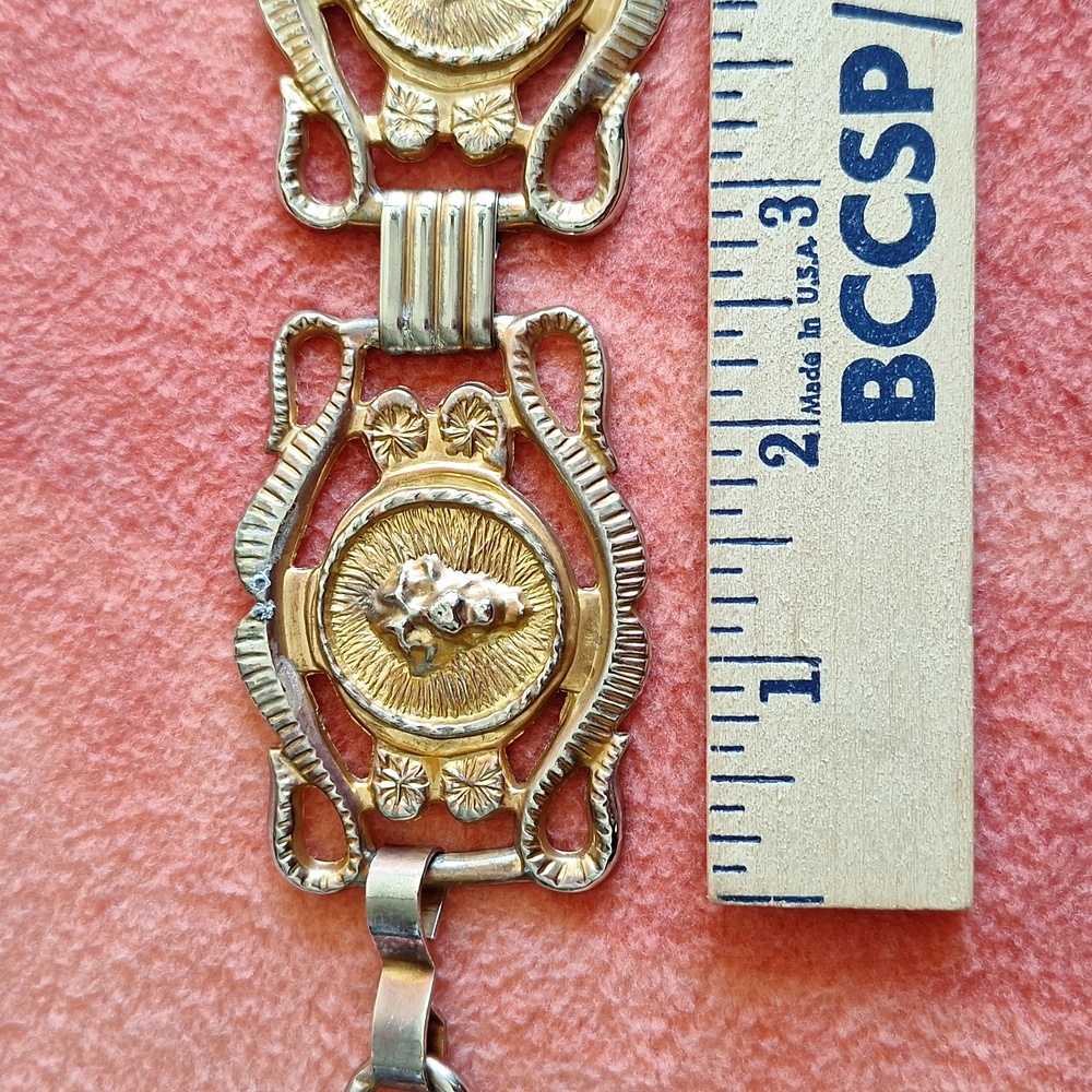 🦁Harwill NY rare lion vintage metal belt with clip and chain - Picture 11 of 15